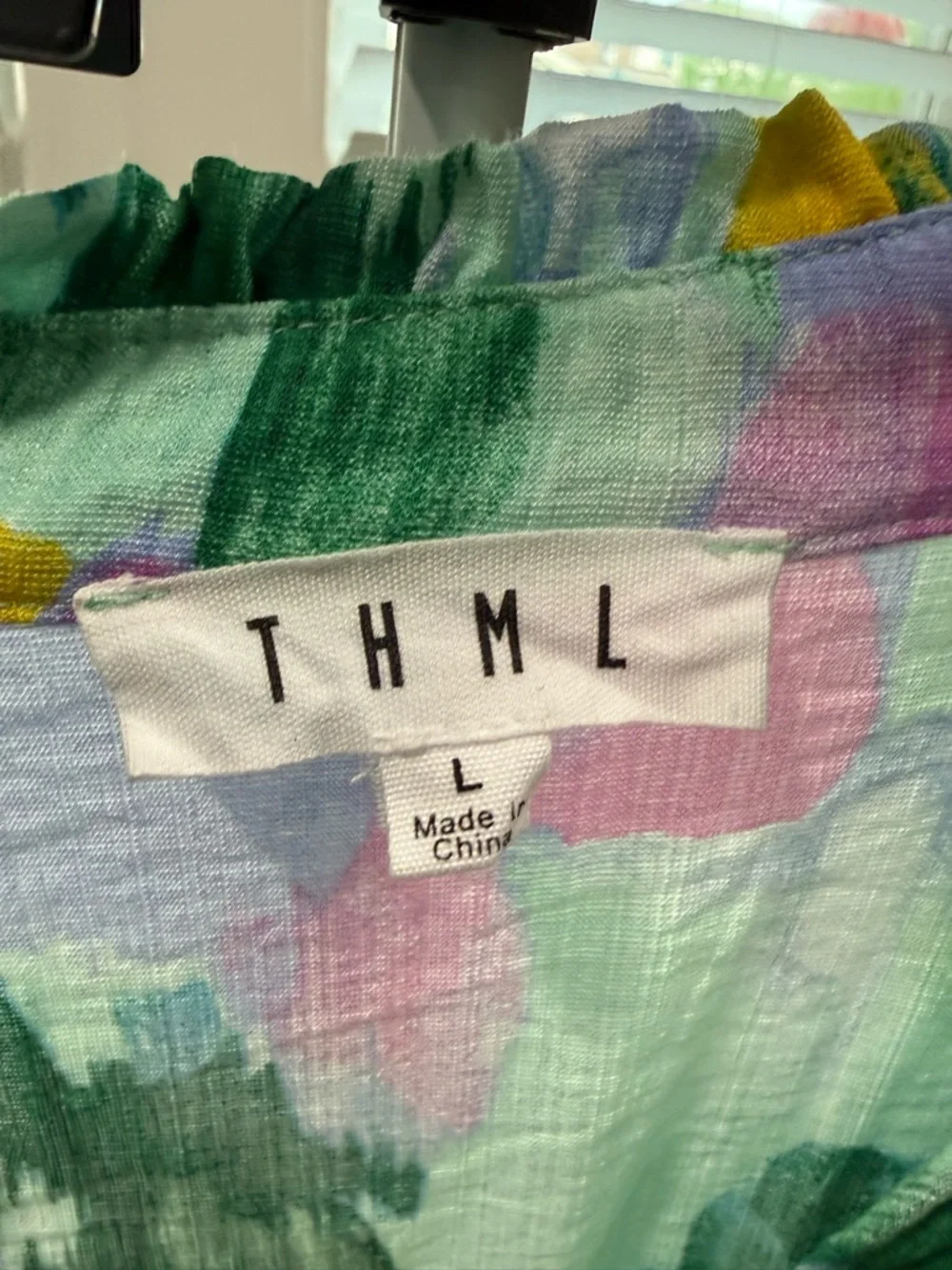 THML Mint Multi-Color Painterly Print Blouse - Picture 3 of 4